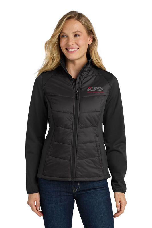 Port Authority Women's Hybrid Soft Shell Jacket- Black, Smoke Grey