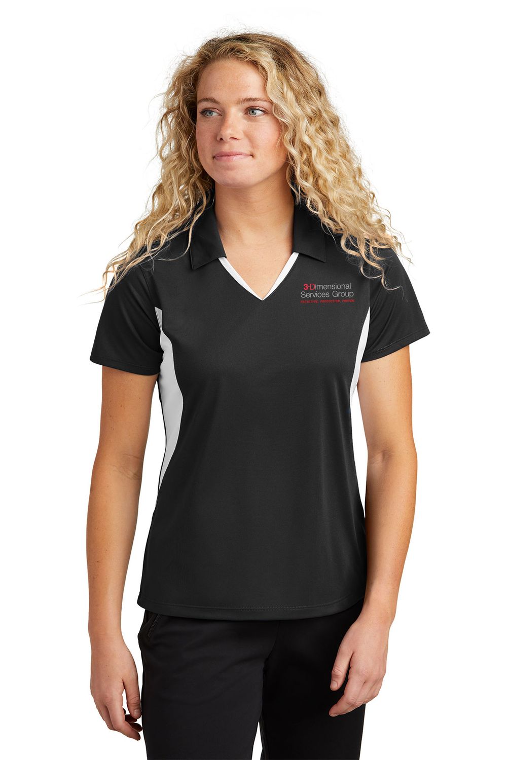 Sport-Tek Women's Side Blocked Micropique Sport-Wick Polo- Black/Iron Grey, Black/White, Navy/White