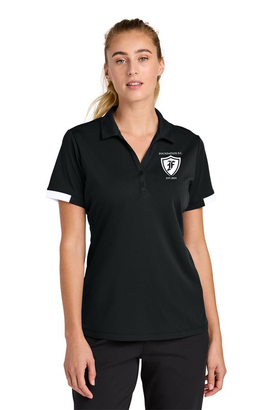 Sport-Tek Women’s Club Colorblock Polo- Maroon/White, Black/White, Iron Grey/White