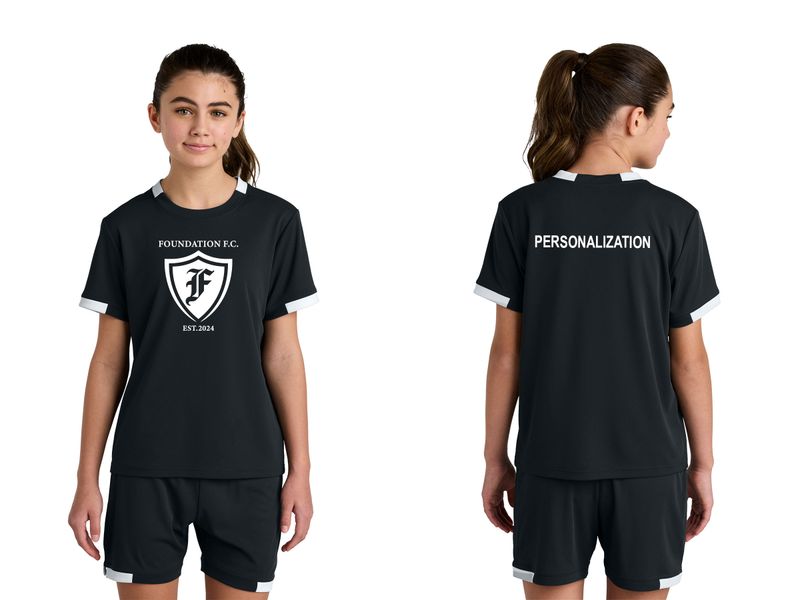 Sport-Tek Youth Club Short Sleeve Crew- Maroon/White, Black/White, Iron Grey/White