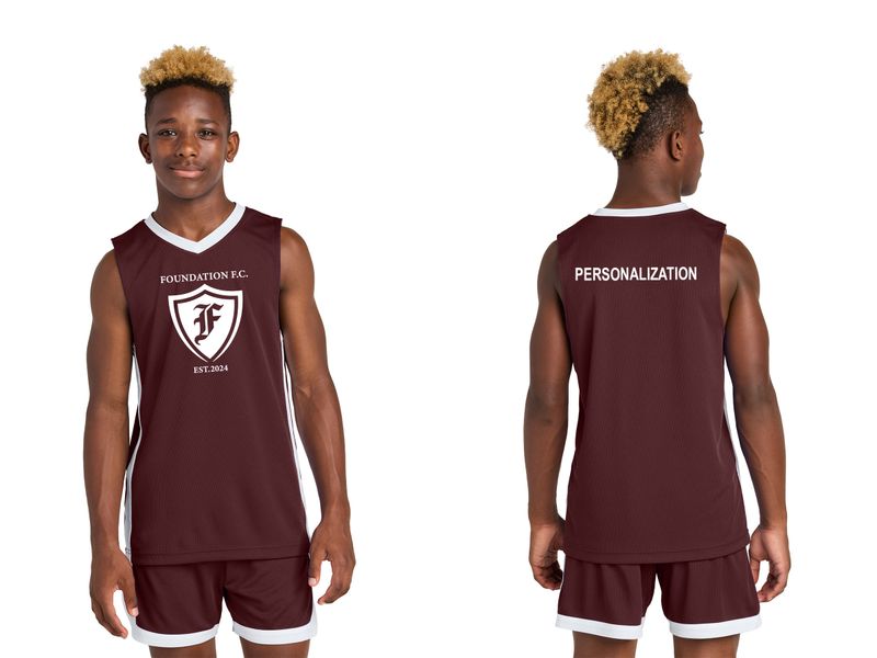 Sport-Tek Youth Rival Basketball Rev Jersey- Maroon/White, Black/White