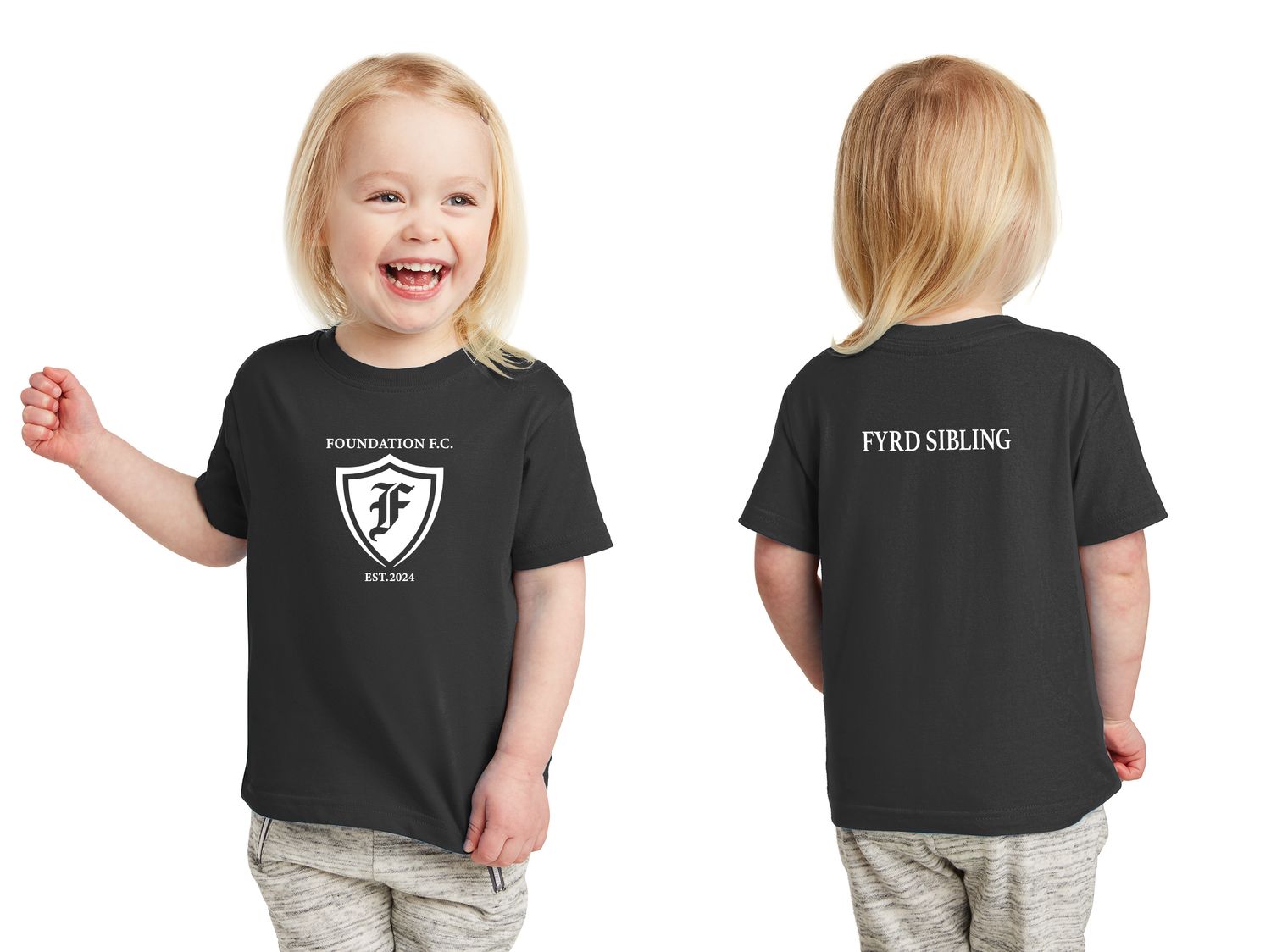 Toddler Rabbit Skins *FYRD SIBLING* Tee- Black, Charcoal