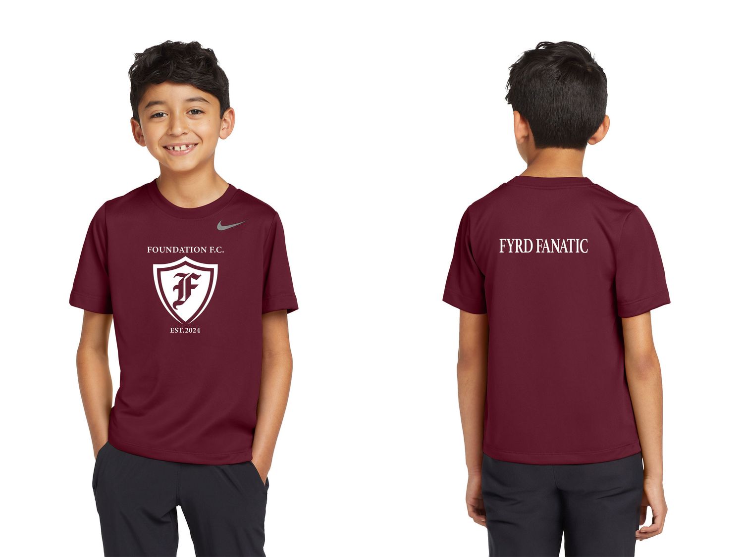 Nike Youth Team Short Sleeve *FYRD FANATIC, FYRD FAMILY, FYRD SIBLING* T-Shirt-Maroon, Carbon Heather