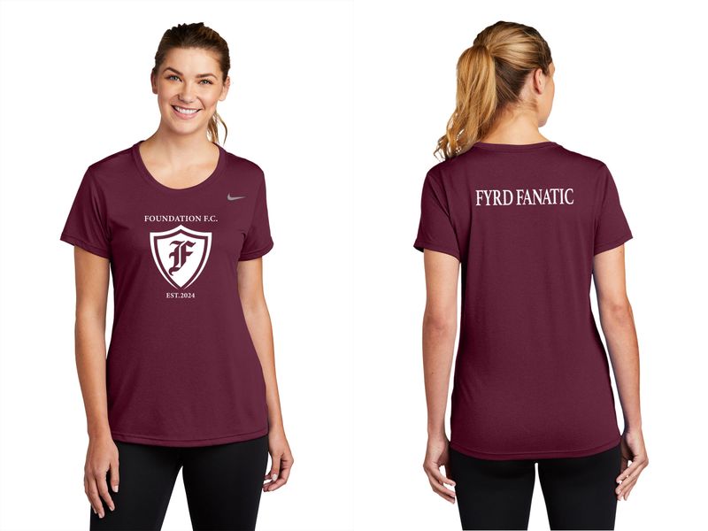 Ladies Nike Legend *FYRD FANATIC, FYRD FAMILY, FYRD SIBLING* Tee- Maroon, Carbon Heather