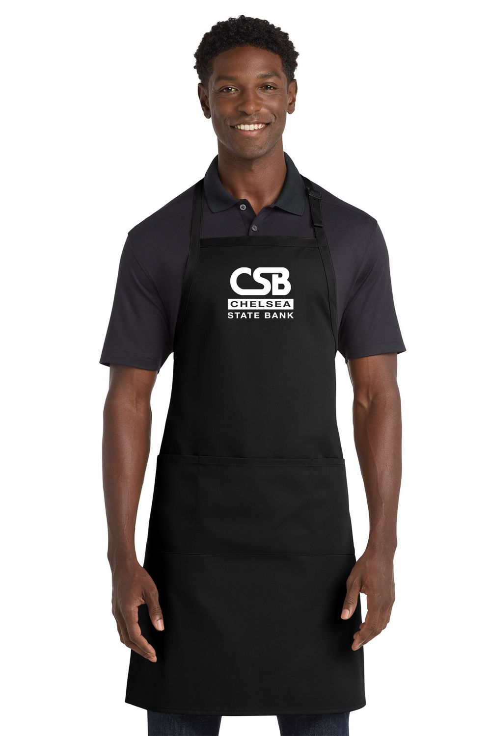 Port Authority Long Bib Apron- Black, Royal