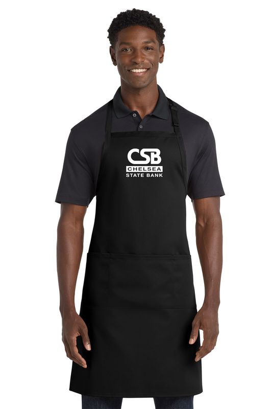Port Authority Long Bib Apron- Black, Royal