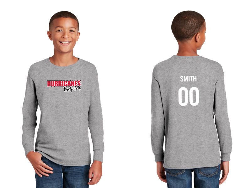 Youth Soft Cotton Long Sleeve T-Shirt - Black/ Sport Grey/ White