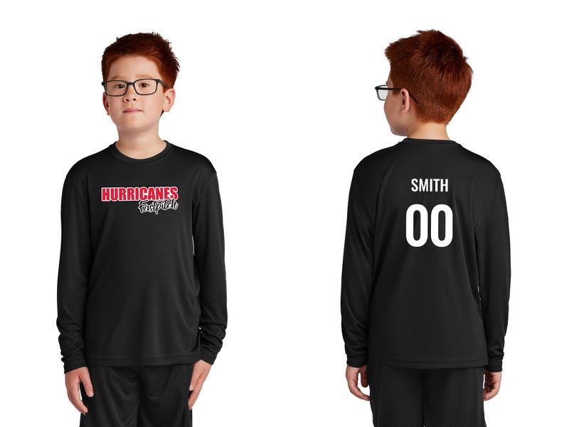 Youth Long Sleeve Performance T -Black/ Iron Grey/ White