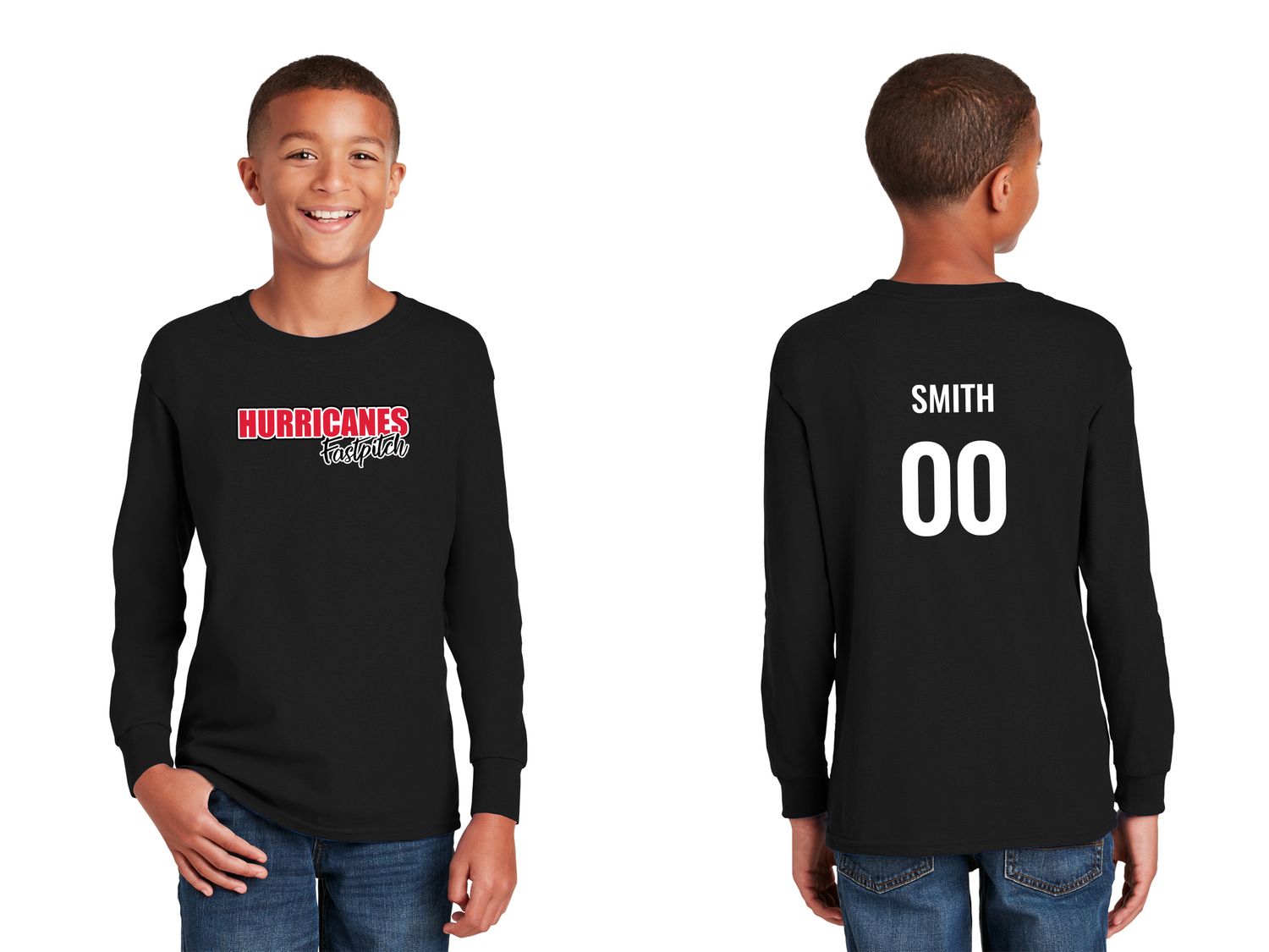 Youth Soft Cotton Long Sleeve T-Shirt - Black/ Sport Grey/ White