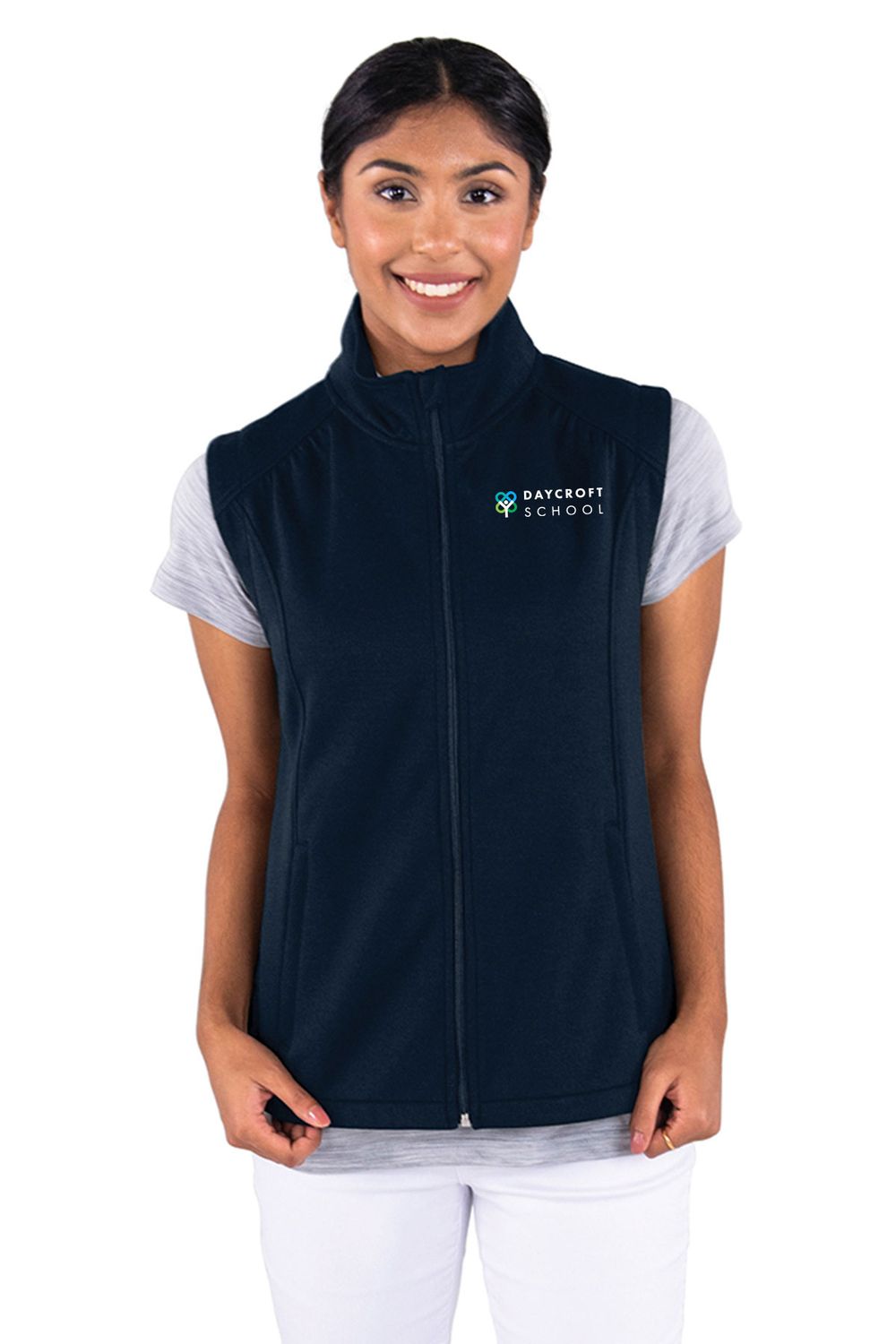 Women's Seaport Full Zip Performance Vest- Navy, Grey, Black