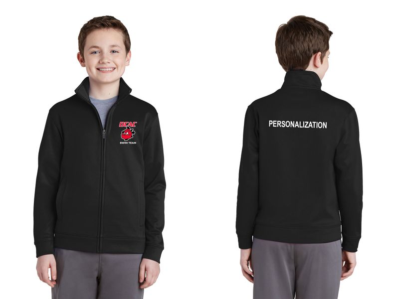 Youth Performance Fleece Full Zip Jacket-Black/Red