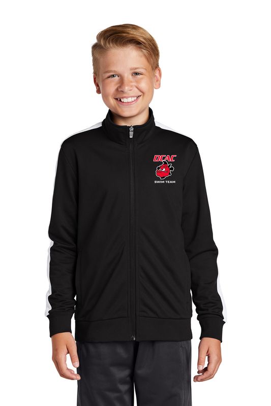 Youth Sport Tek Tricot Full Zip Jacket - Black & White