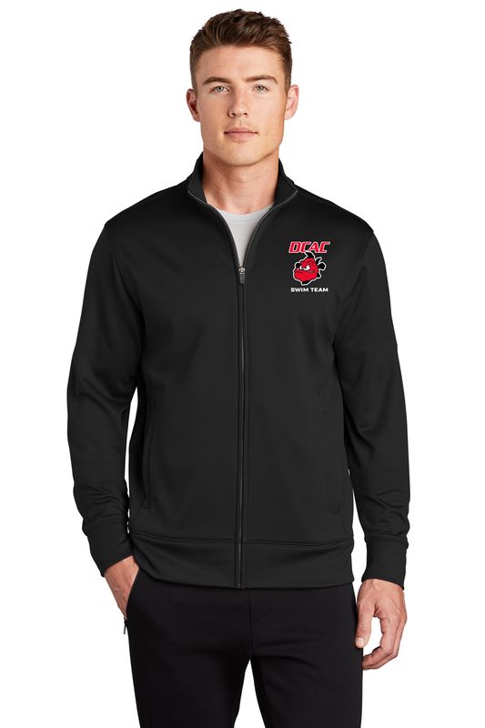 Men's Sport Tek Tricot Full Zip Jacket - Black & White