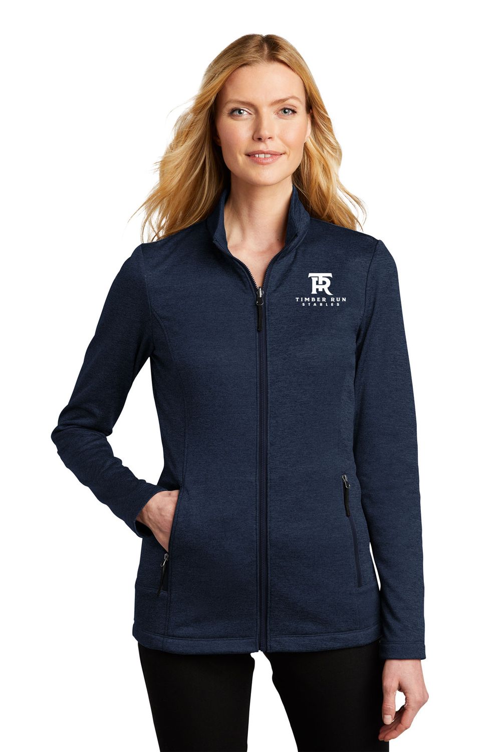 Port Authority Women's Collective Striated Fleece Jacket- Navy, Grey Black
