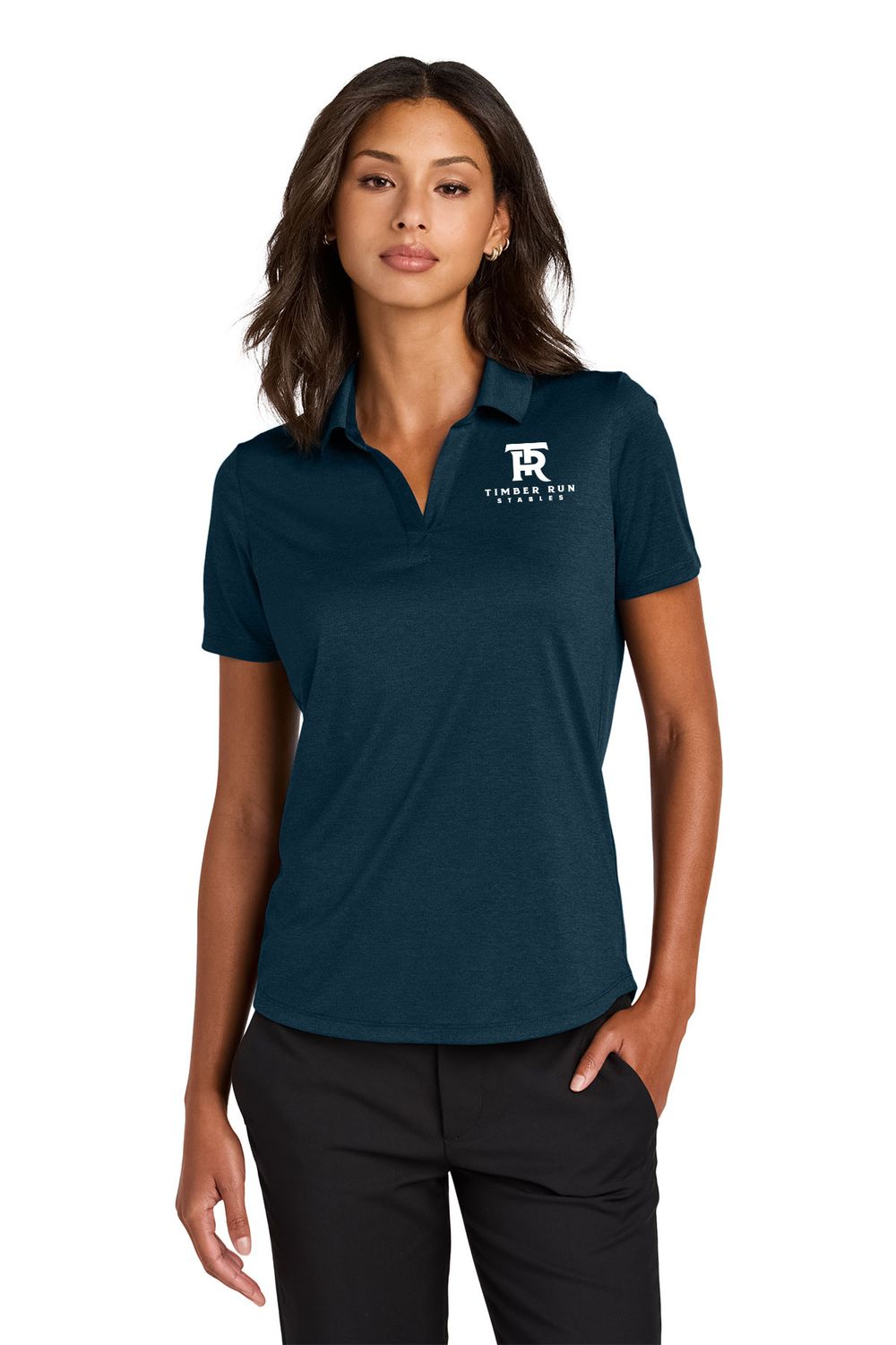 Mercer+Mettle Women’s Recharge Jersey Polo- Harbor Blue, Grey  Heather