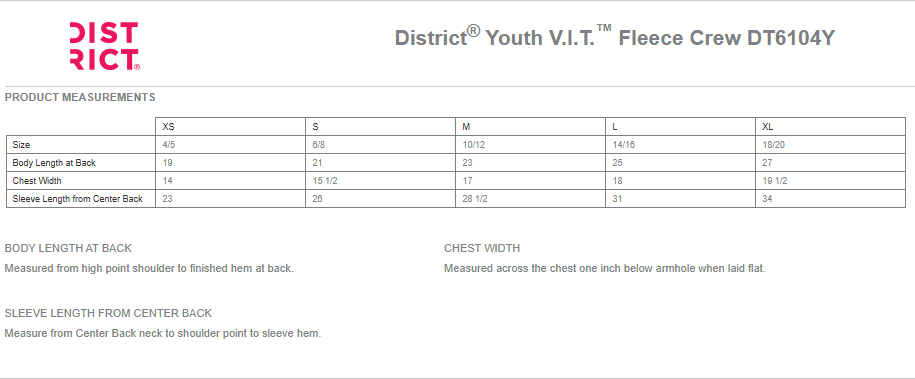 District Youth V.I.T. Fleece Crew- Black District Youth V.I.T. Fleece Crew- Black