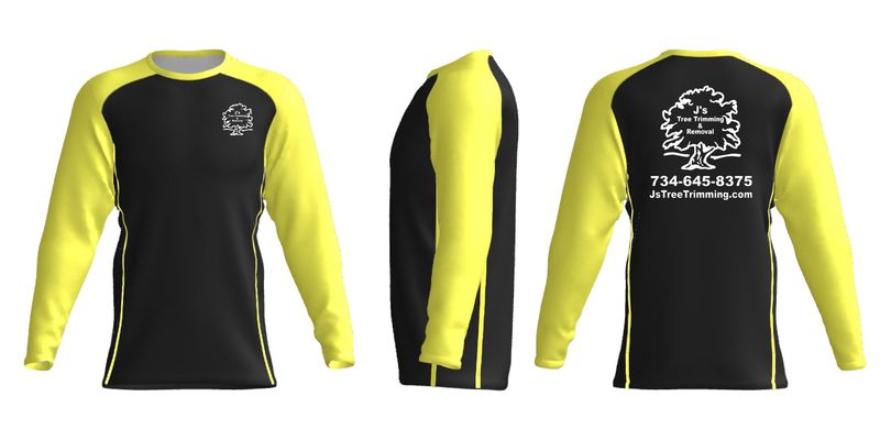 Adult Long Sleeve T-Shirt- Safety Yellow/ Black