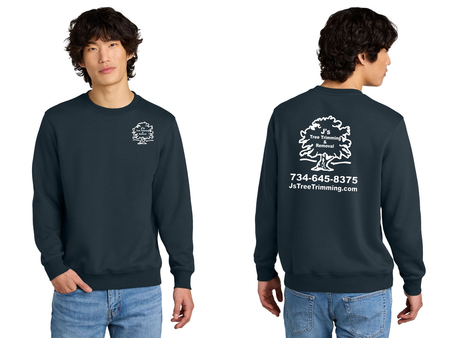 District Perfect Weight Fleece Crew- Navy, Steel Grey