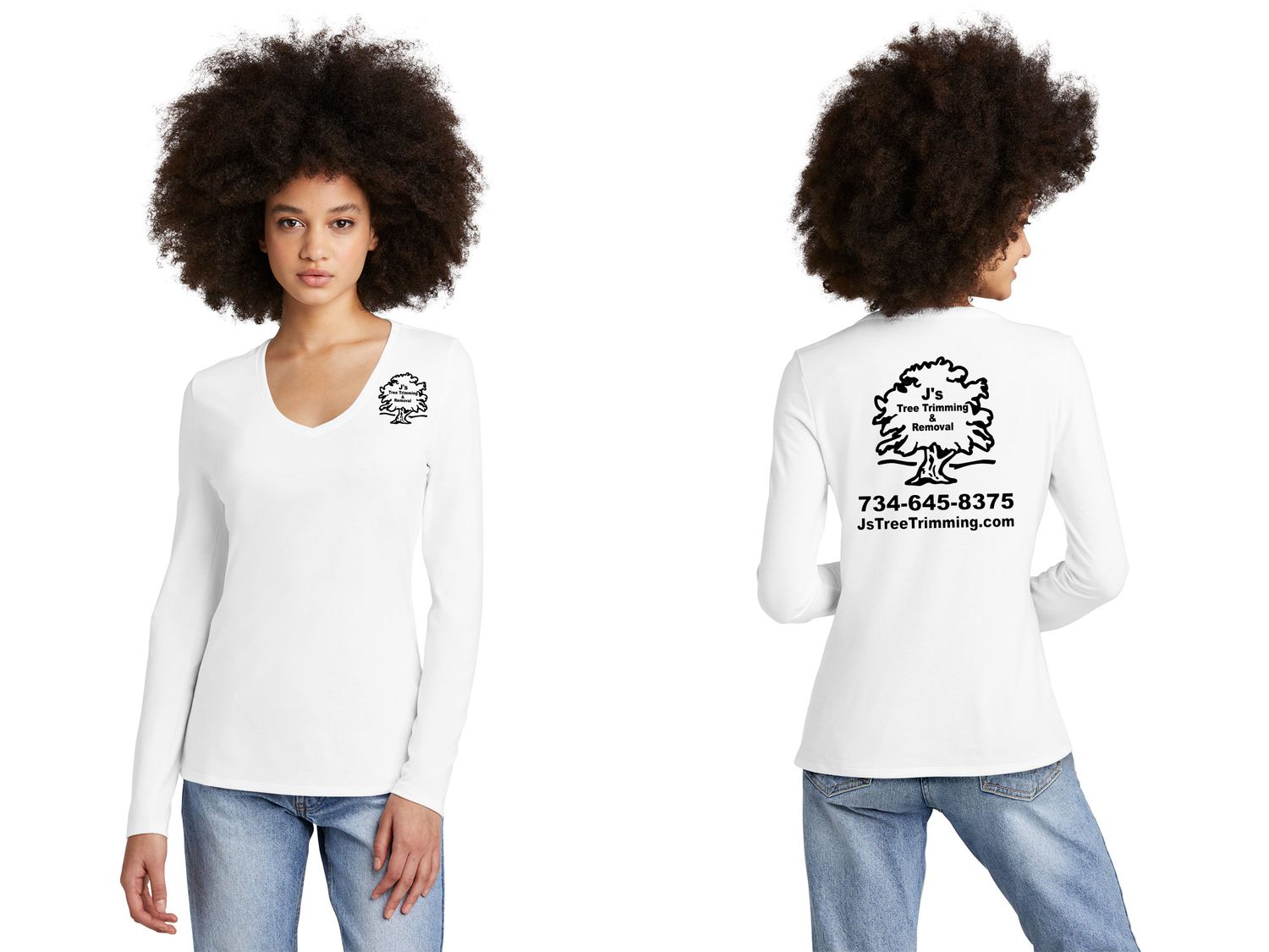 Womens Perfect Tri Long Sleeve V Neck- Black, Military Green, Heathered Charcoal, White