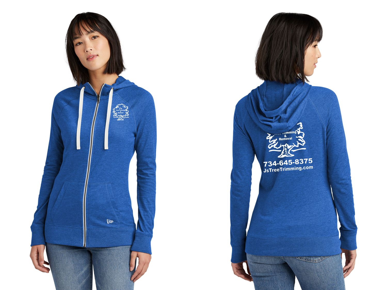 Ladies Sueded Cotton Blend Full-Zip Hoodie-Grey, Black, Royal, Navy