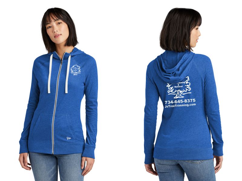 Ladies Sueded Cotton Blend Full-Zip Hoodie-Grey, Black, Royal, Navy