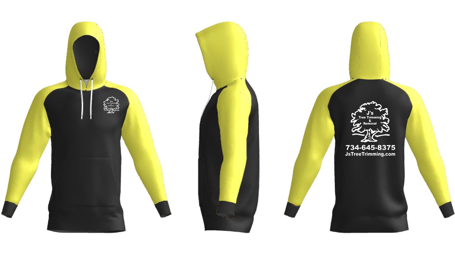 Youth Polyester Dri-Fit Pullover Hooded Sweatshirt- Black with Optic Yellow Details