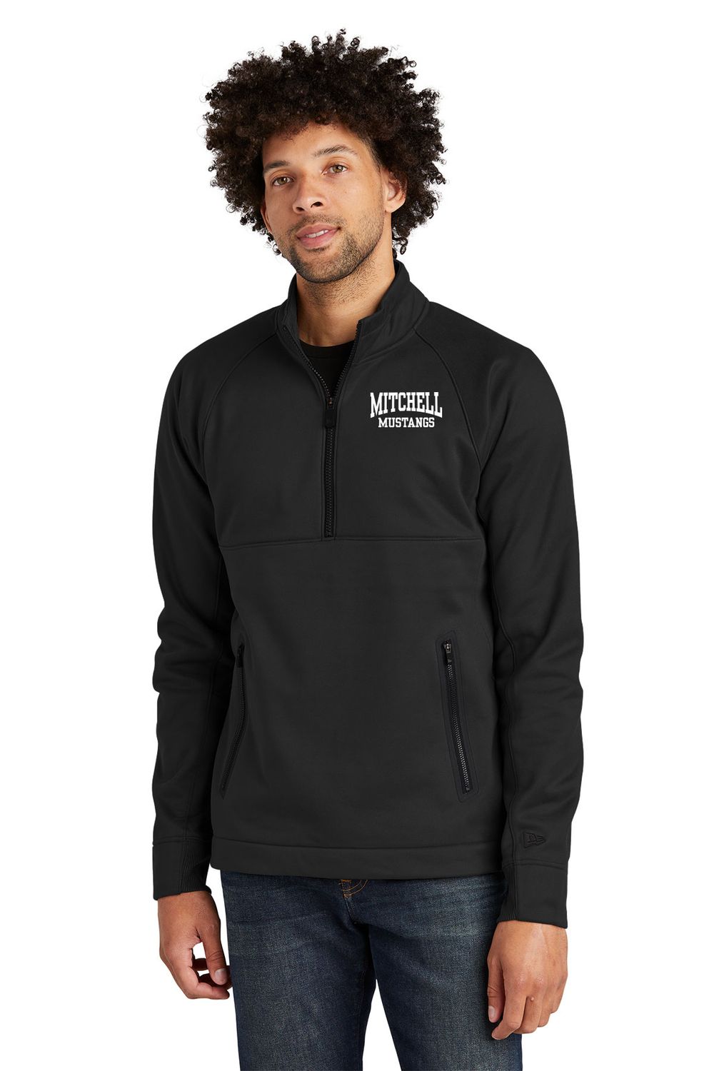 NEW New Era Venue Fleece 1/4-Zip Pullover - Black/DK Grey/Navy