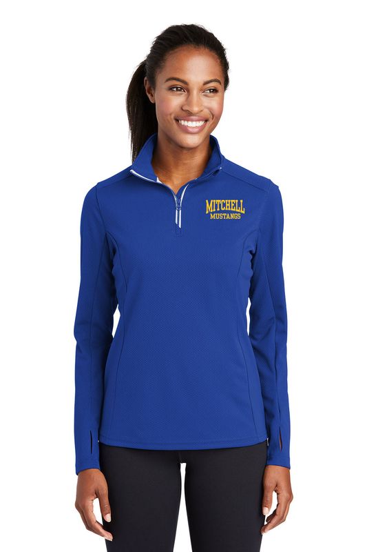 NEW Ladies Sport Tek Textured 1/4-Zip Pullover - Royal/Dk Grey/Black/Navy