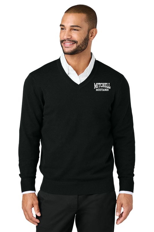NEW Port Authority V-Neck Sweater- Black/Charcoal Heather/Heather Grey