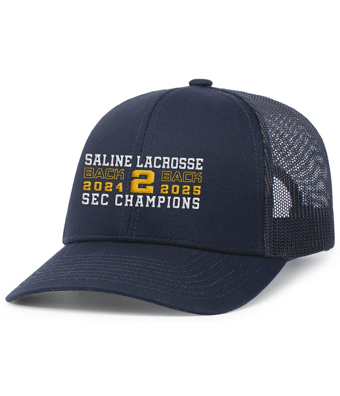Championship Hat: Trucker Snapback Cap (OSFA) - Navy & White/Navy