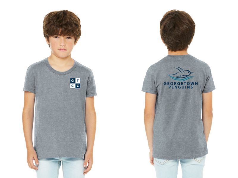 Youth CVC Heathered Short Sleeve Tee- Heather Grey, Navy