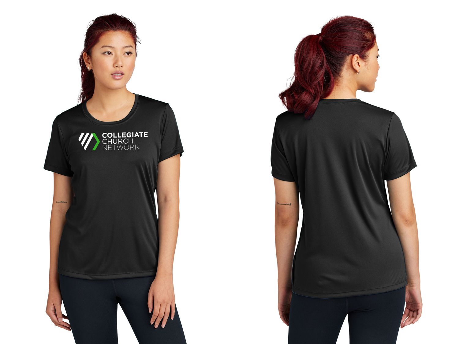 Ladies Short Sleeve Performance Tee- Black, Concrete Grey, White