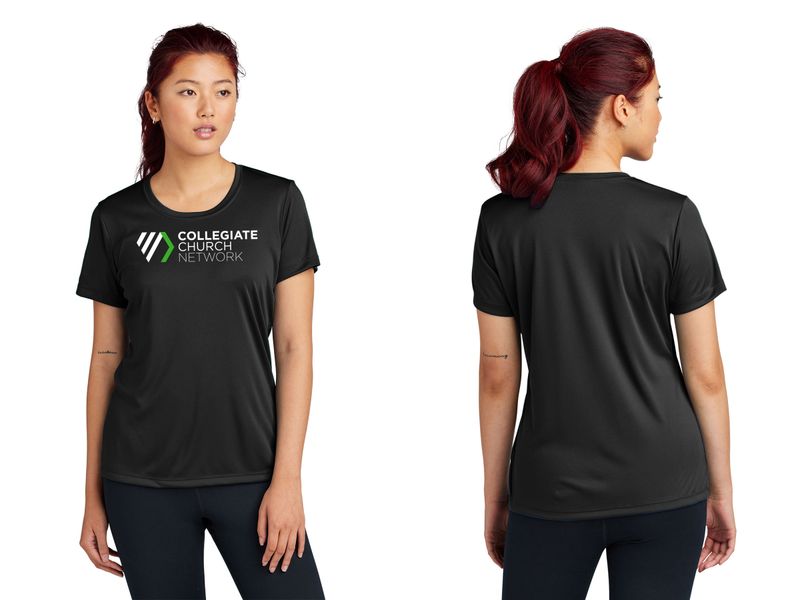 Ladies Short Sleeve Performance Tee- Black, Concrete Grey, White
