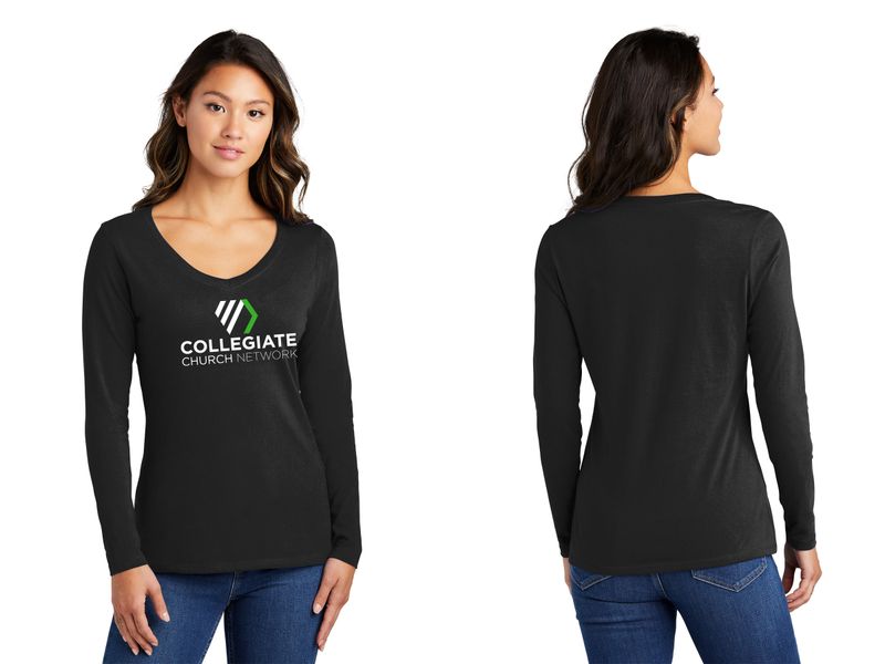 Ladies Long Sleeve Core Cotton Tee - Black, Grey, White
