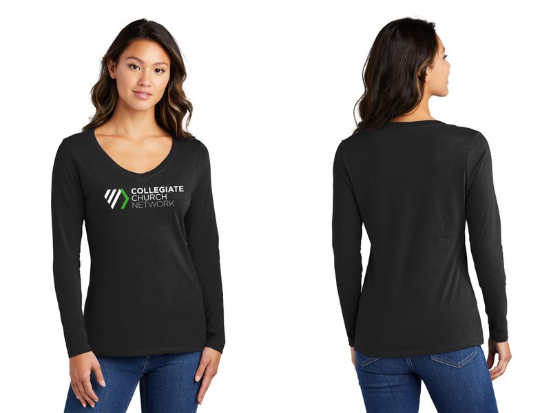 Ladies Long Sleeve Core Cotton Tee - Black, Grey, White