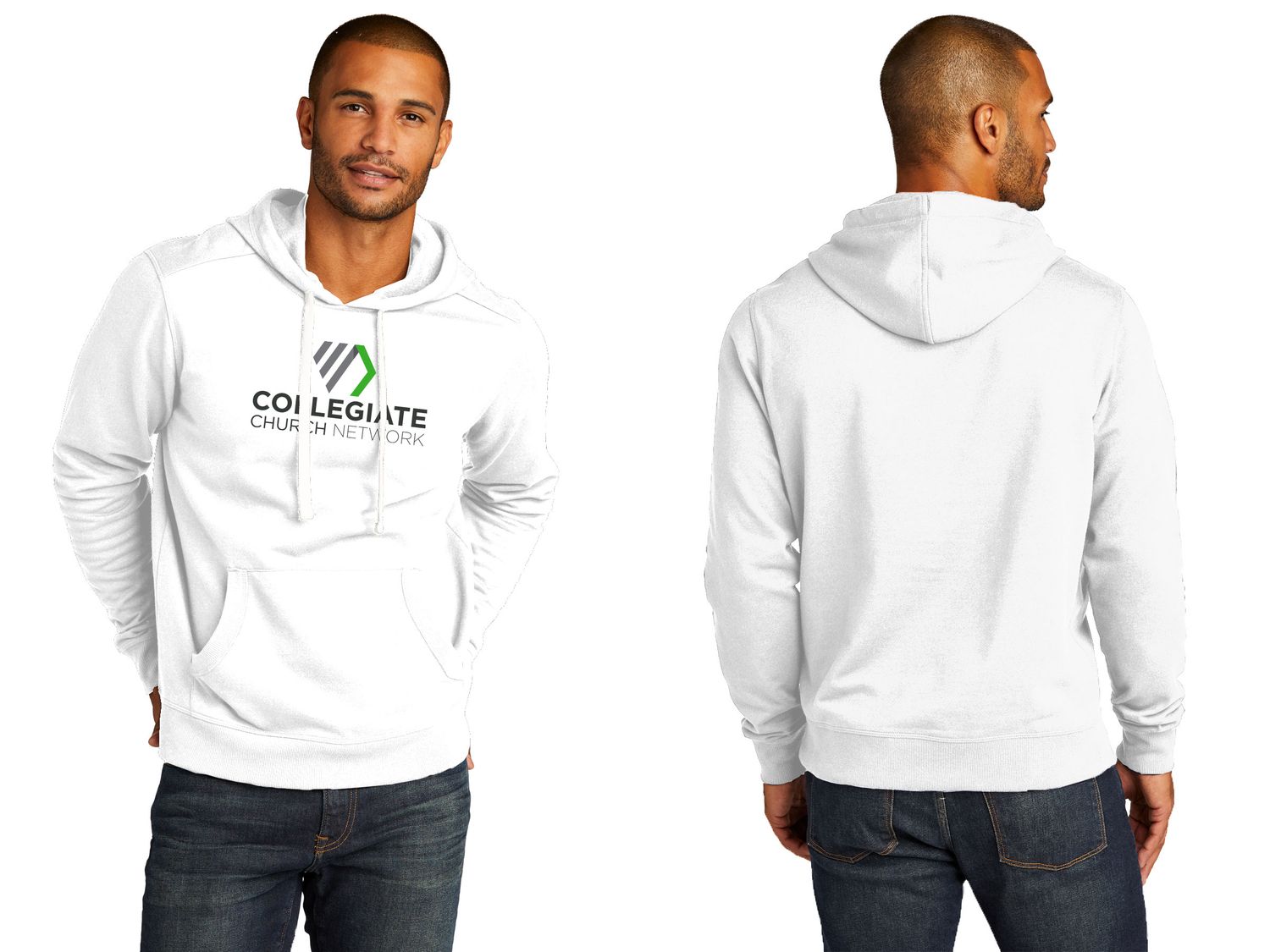 Unisex Re-Fleece Hoodie-Light Heather Grey, Black, White