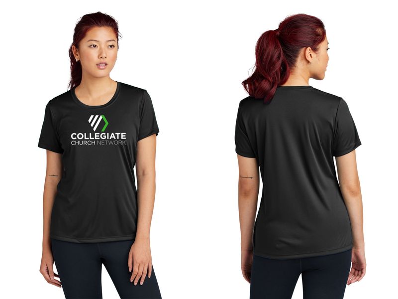 Ladies Short Sleeve Performance Tee- Black, Concrete Grey, White