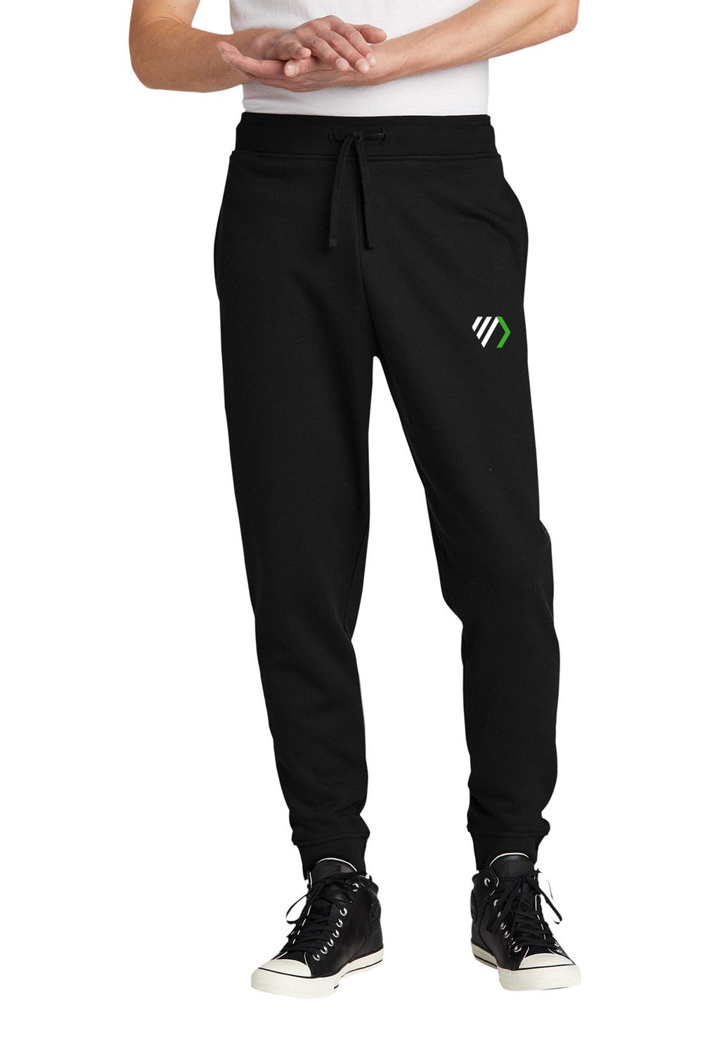 Men's Fleece Jogger- Black, Light Grey Heather