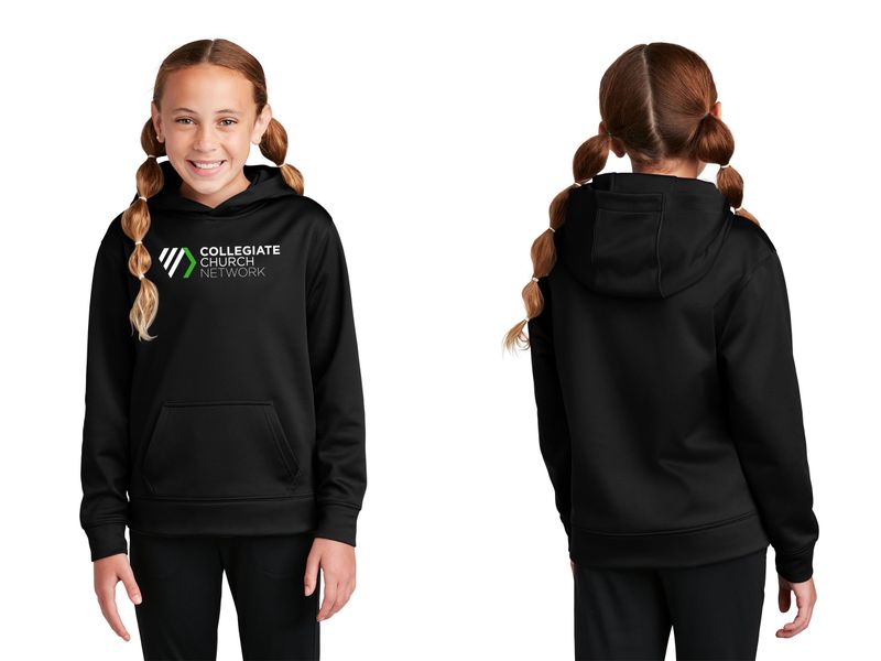 Youth Performance Hooded Sweatshirt- Black, Dark Smoke Grey