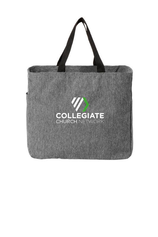 Port Authority Essential Tote- Heather Grey, Black, Chrome, White