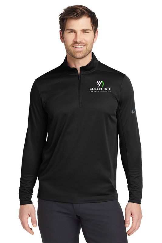 Nike Dry 1/2 Zip Cover-up- Black, Black Heather