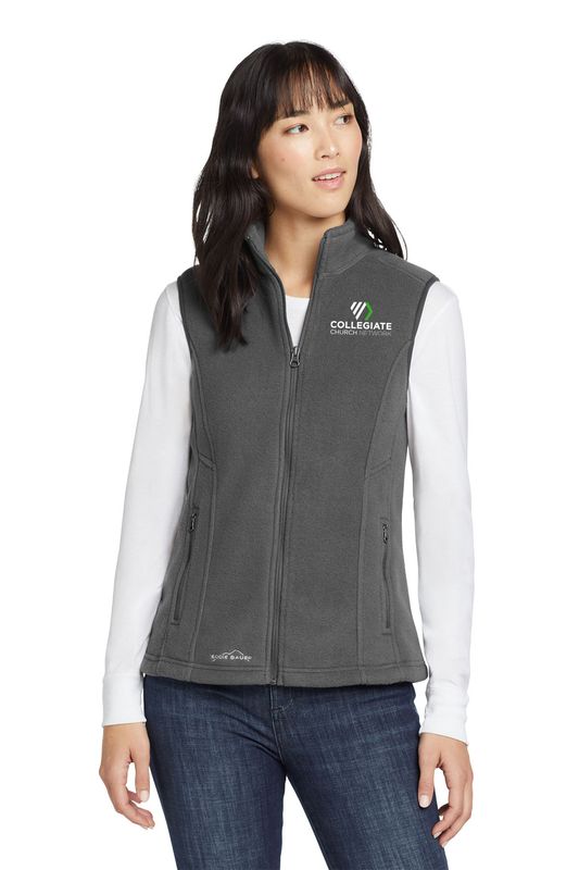 Eddie Bauer Ladies Fleece Vest- Black, Grey Steel