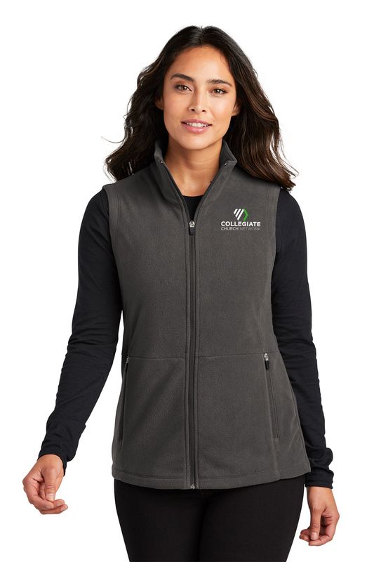 Port Authority Women's Accord Microfleece Vest- Black, Pewter