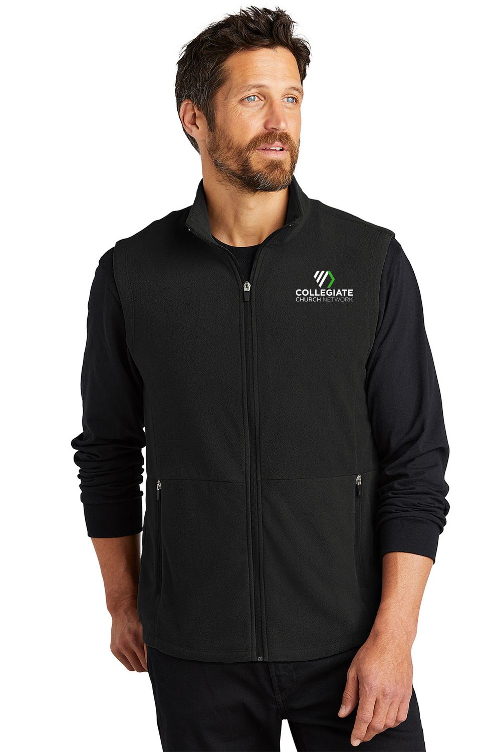 Port Authority Accord Microfleece Vest- Black, Grey