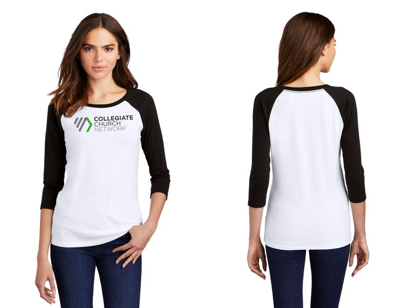 Women’s District Tri 3/4-Sleeve Raglan- Black Frost/Grey Frost, Black/White, Grey Frost/White