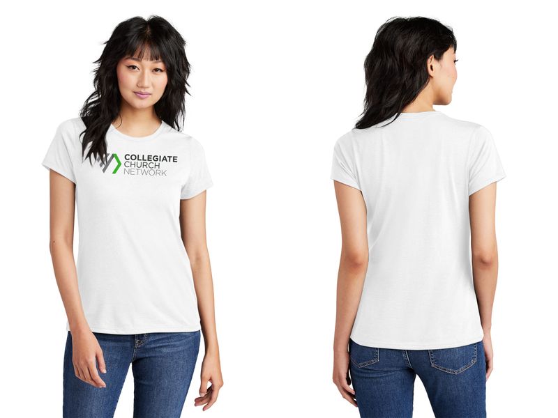 District Women’s Perfect Tri Tee- White, Black, Grey Frost