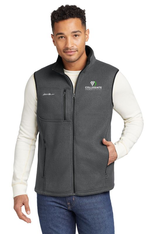 Eddie Bauer Fleece Vest- Black, Grey Steel