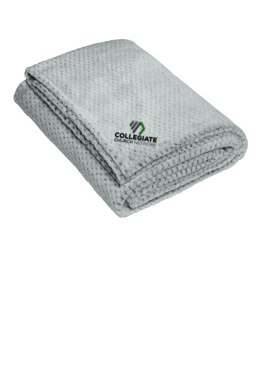 Port Authority Plush Texture Blanket-Shadow Grey