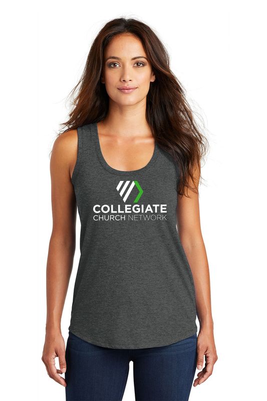 District Women's Perfect Tri Racerback Tank-Black Frost, Grey Frost, White