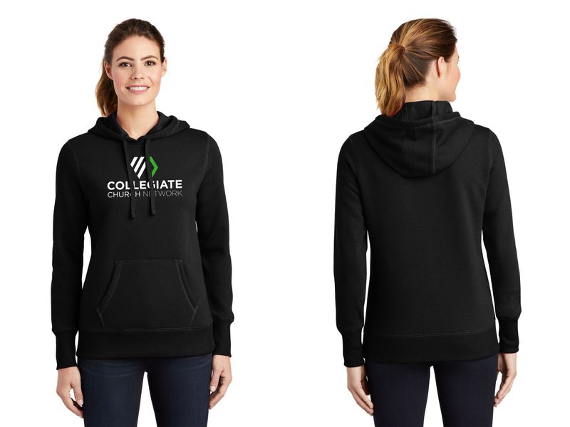 Ladie&#39;s Pullover Hooded Sweatshirt- Black, Vintage Grey